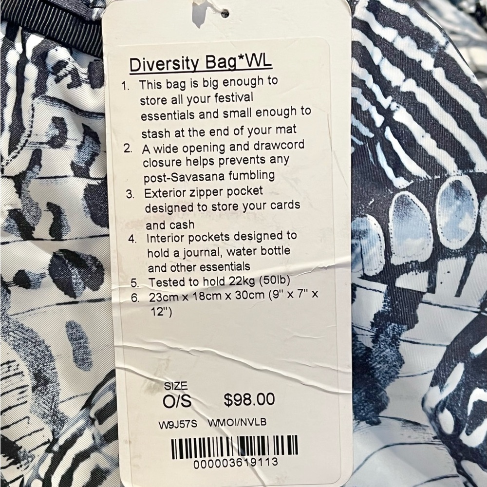 🤩 NWT Lululemon Diversity Bag Winged Mosaic White Naval Blue - Picture 14 of 16